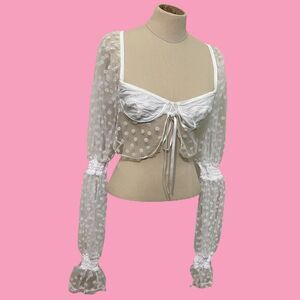 White Lace Dolls-kill Crop-top Coquette Flowy Top